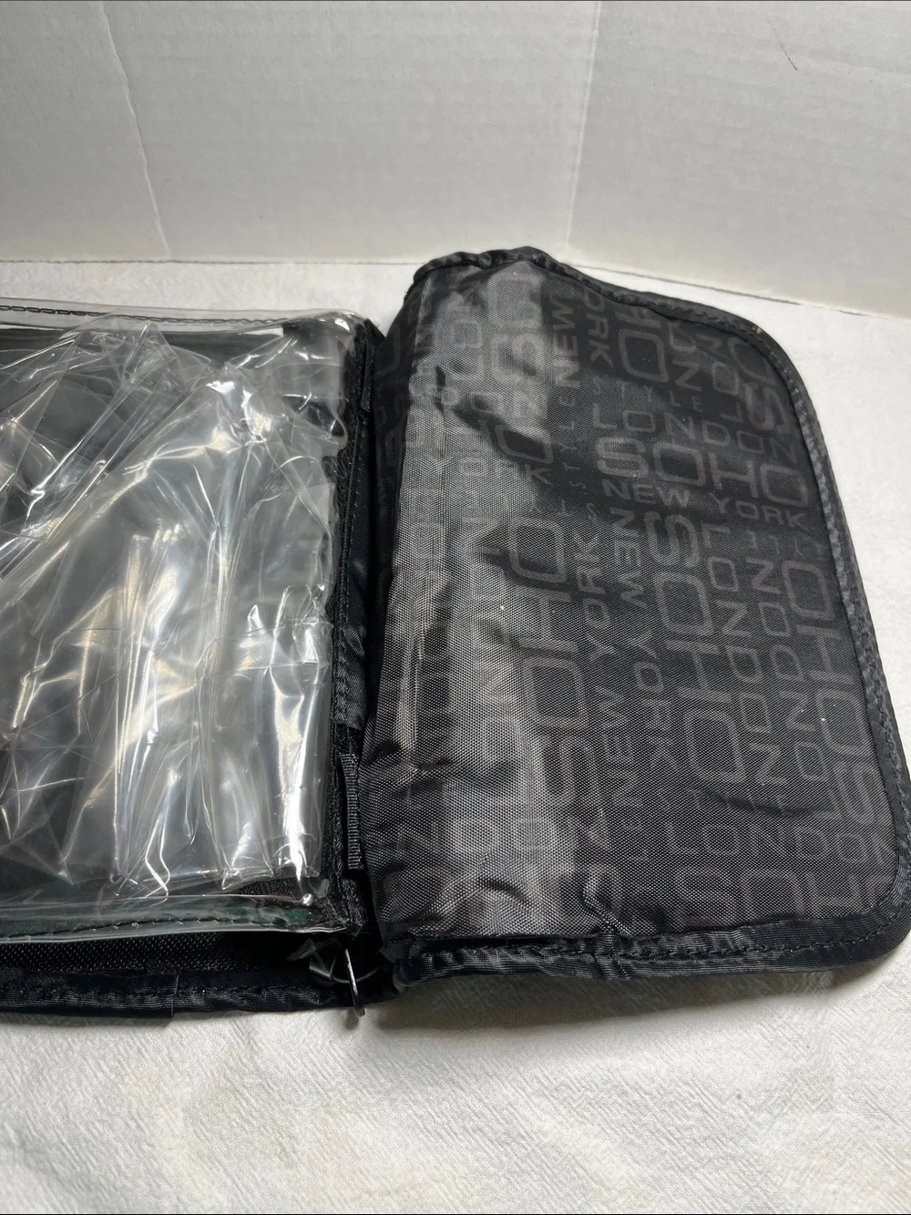 SOHO Beauty Black Cosmetic Makeup Bag with Studded Flap